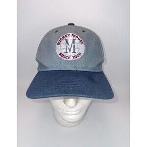 Vtg 1990s Mickey Mouse Monogram Strapback Dad Hat Goofys Hat Co Gray Blue